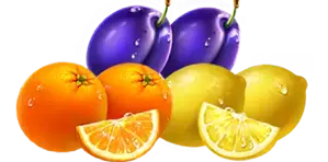 Plum, Lemon, Orange