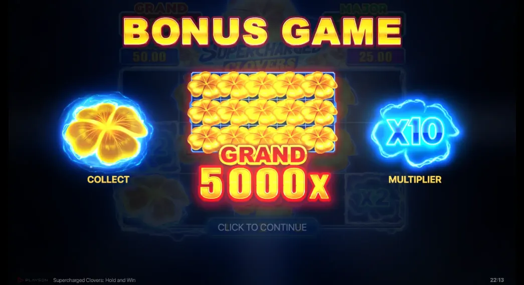 Supercharged Clovers Bonus Game
